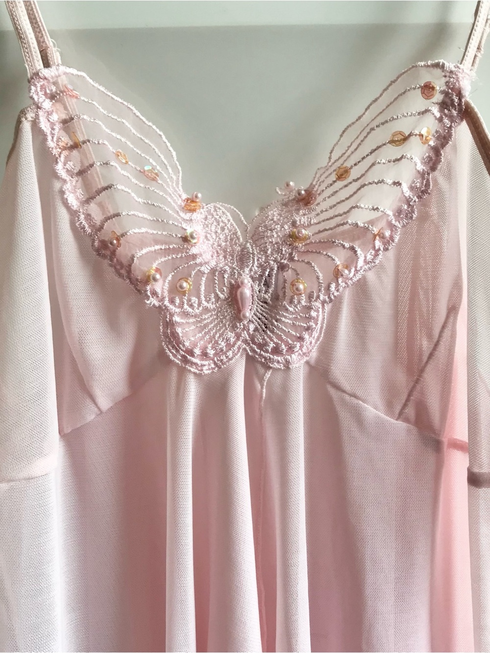 Y2K Rampage Butterfly Sequin Beaded Open Front Lingerie Cami Top